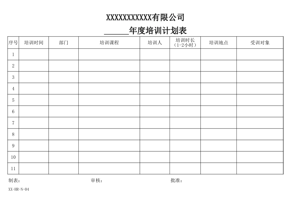 年度培训计划表.xls_第1页