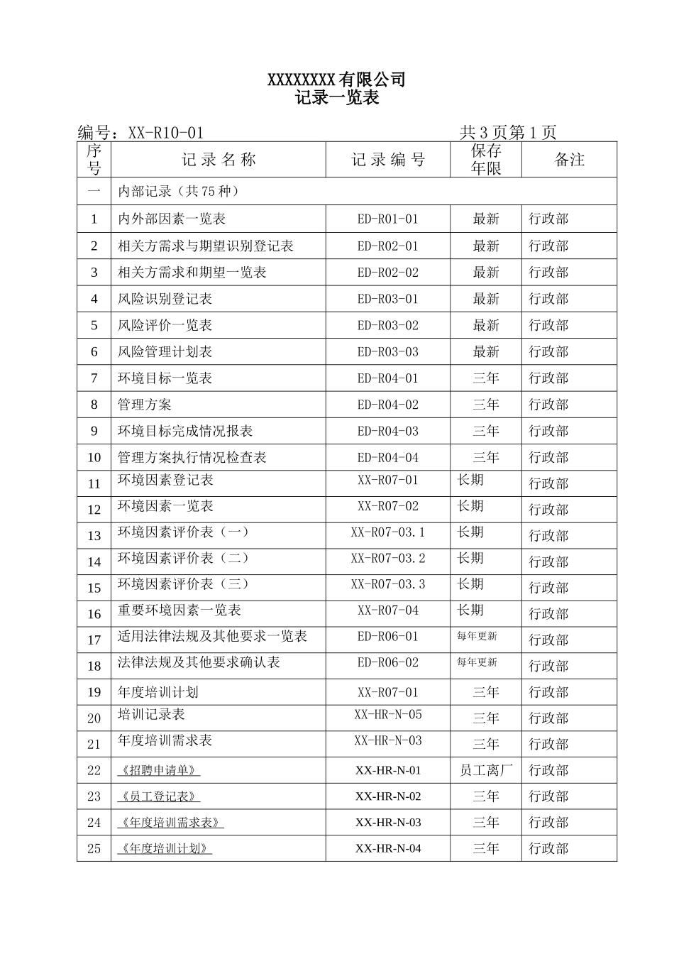 记录一览表格单.doc_第1页