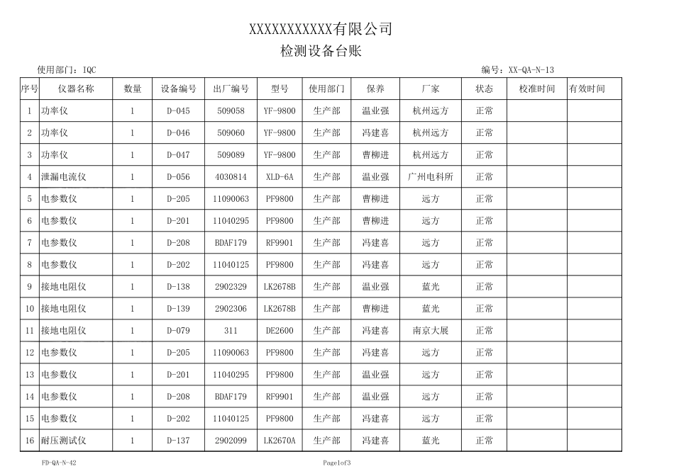检测设备台账.xls_第1页