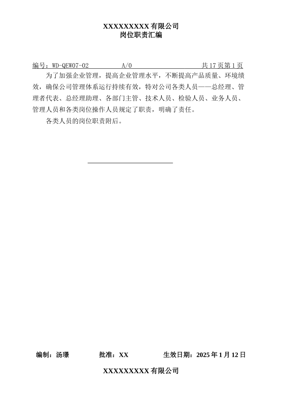 岗位职责汇编.doc_第1页