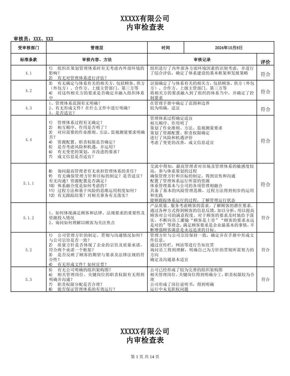 内审检查记录表.doc_第1页