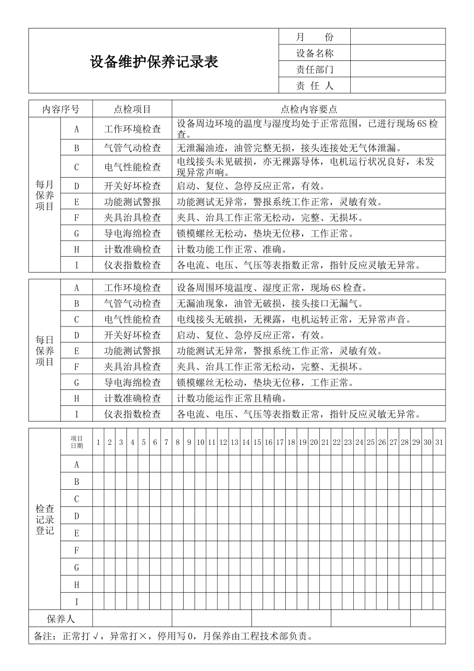 设备维护保养记录表.docx_第1页