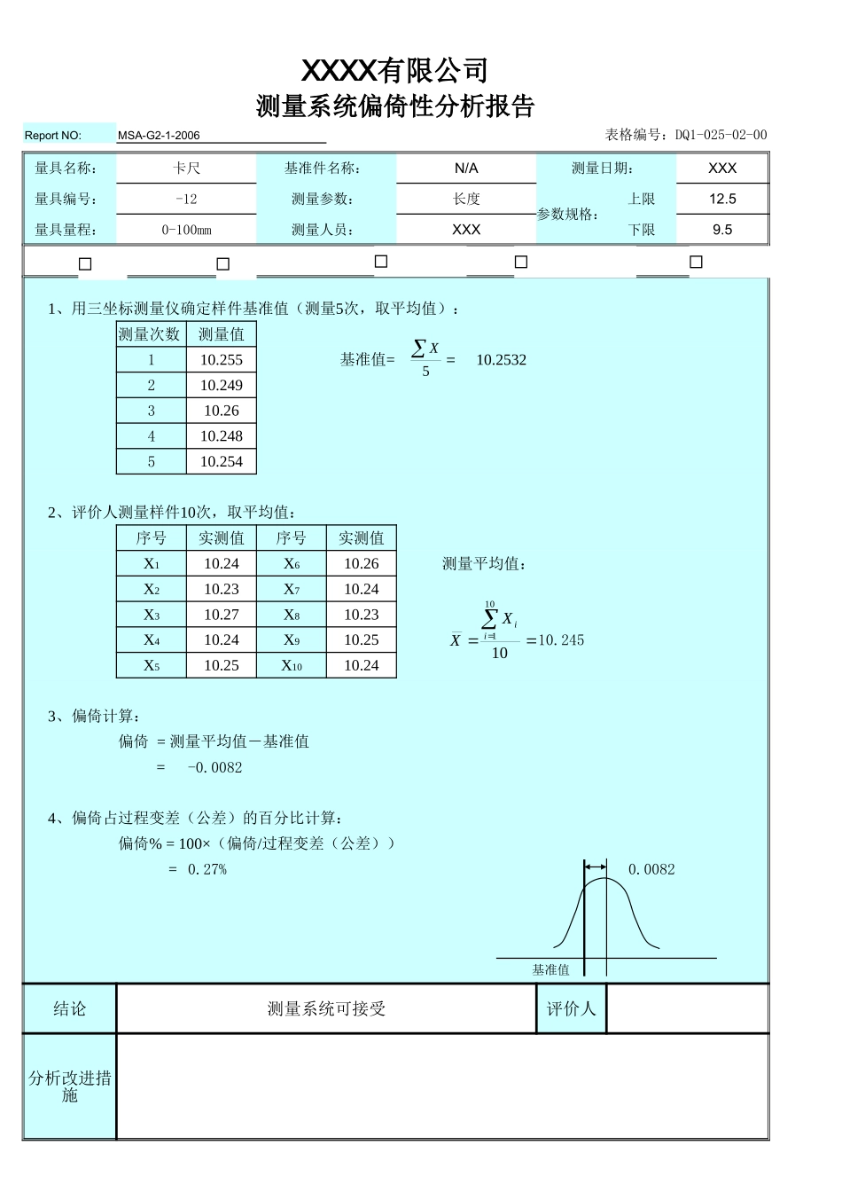 MSA偏倚-测量系统分析报告.xlsx_第1页