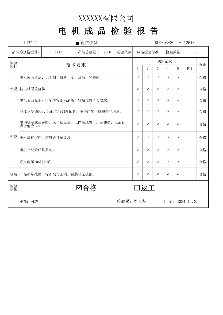 电机成品出厂报告.xls_第1页