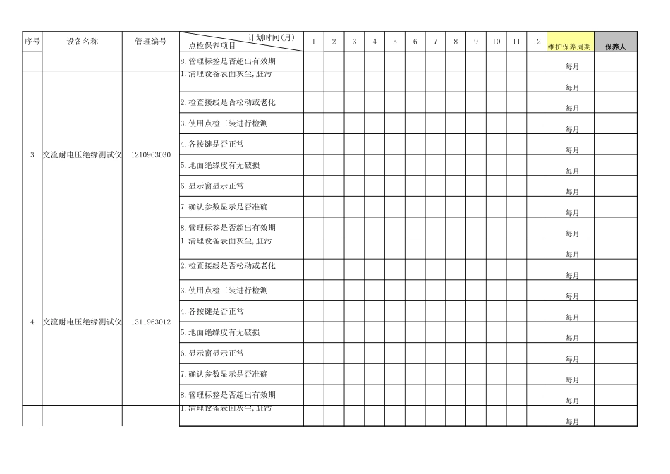 计量设备保养记录表.xlsx_第2页