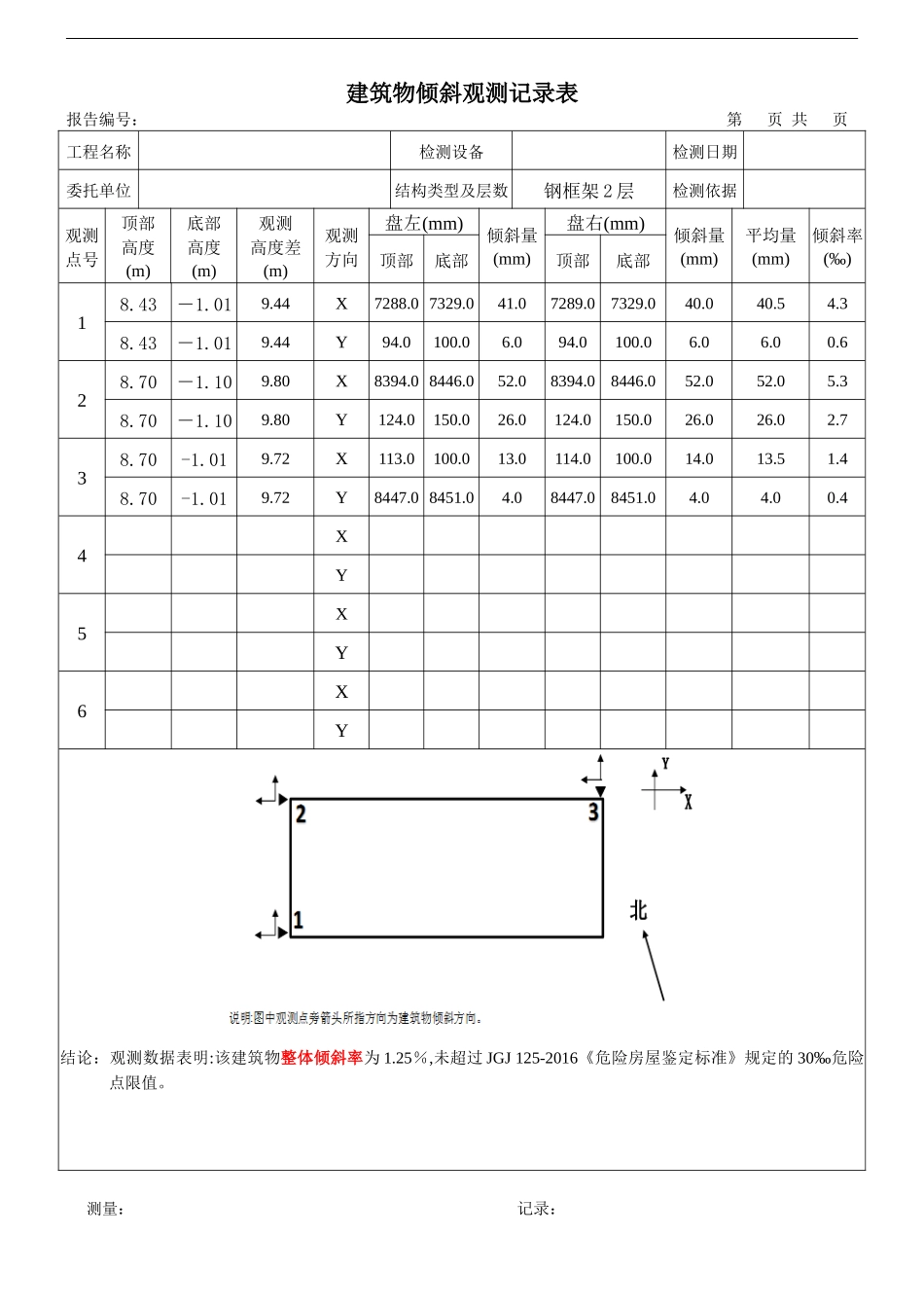 建筑物倾斜观测记录表.docx_第1页