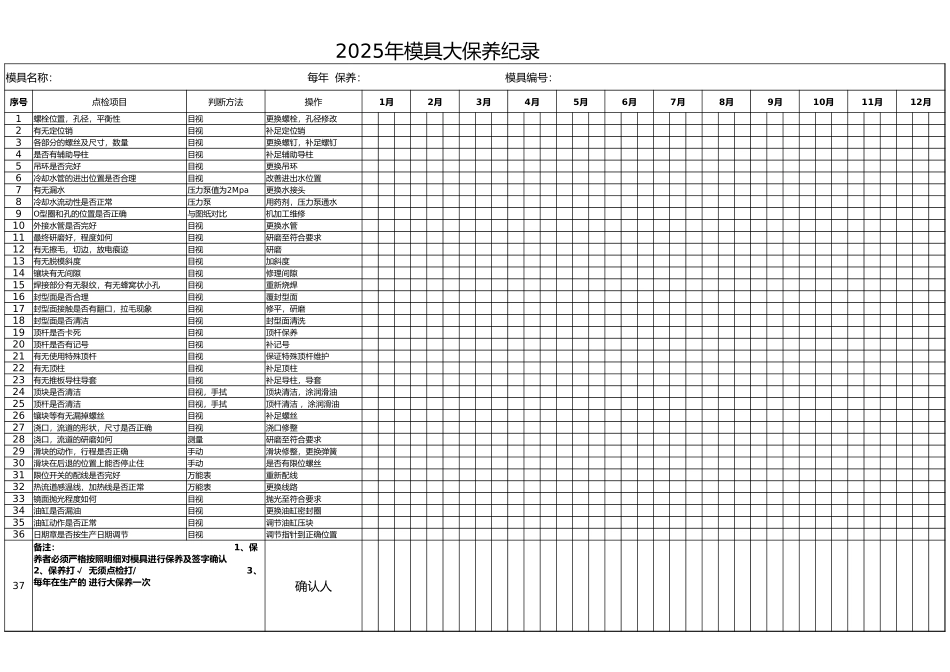 模具保养记录单.xlsx_第1页