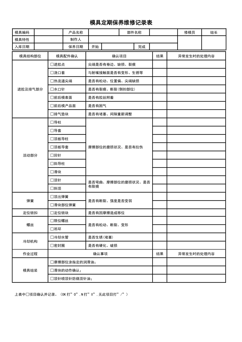 模具定期保养维修记录表.docx_第1页