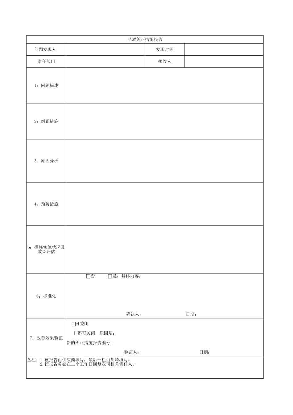 品质纠正措施报告.xlsx_第1页