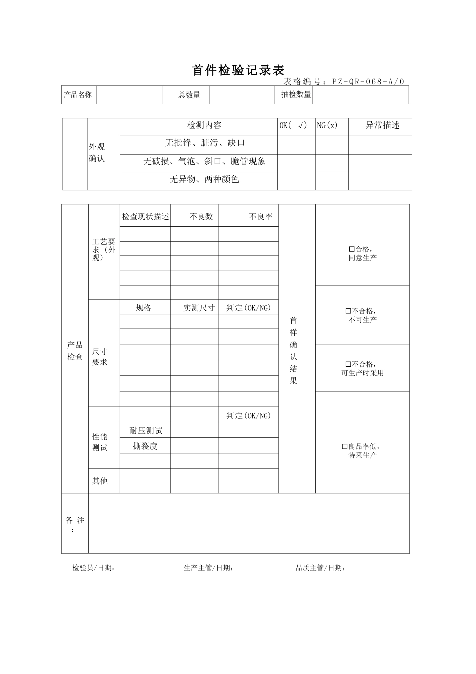 首件检验记录表.docx_第1页