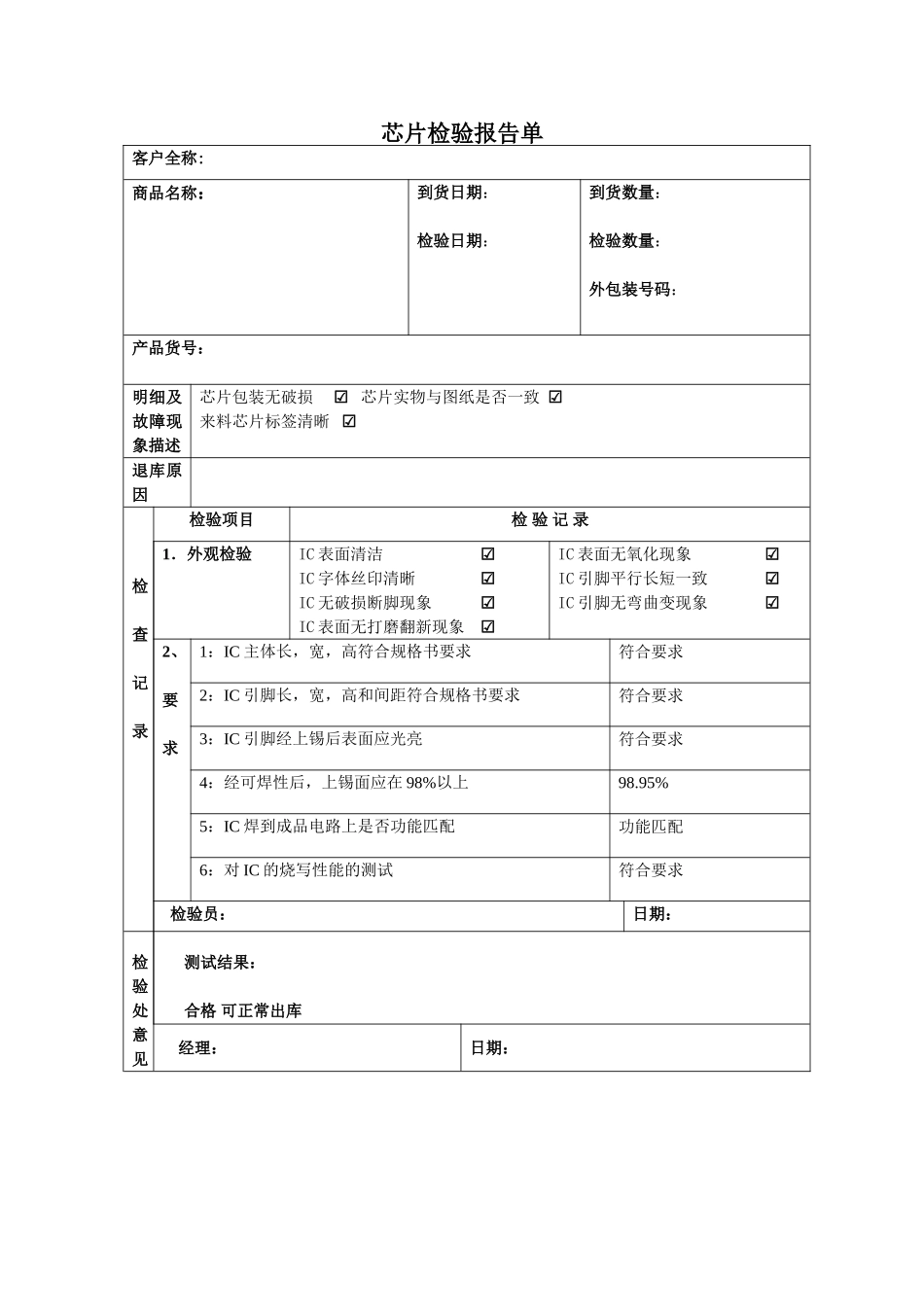芯片检验报告单.doc_第1页