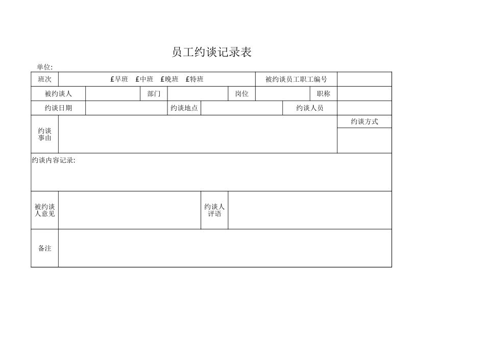 员工约谈记录表.xlsx_第1页