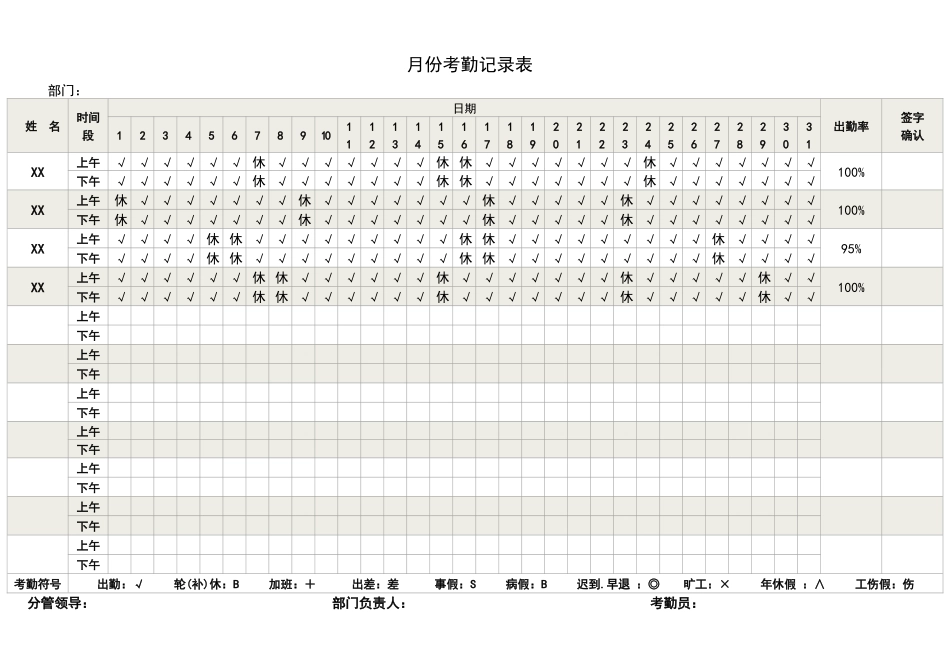 月份考勤记录表.docx_第1页