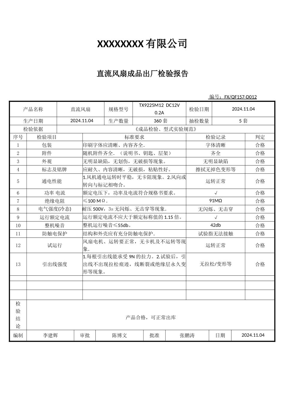 直流风扇出厂报告.doc_第1页