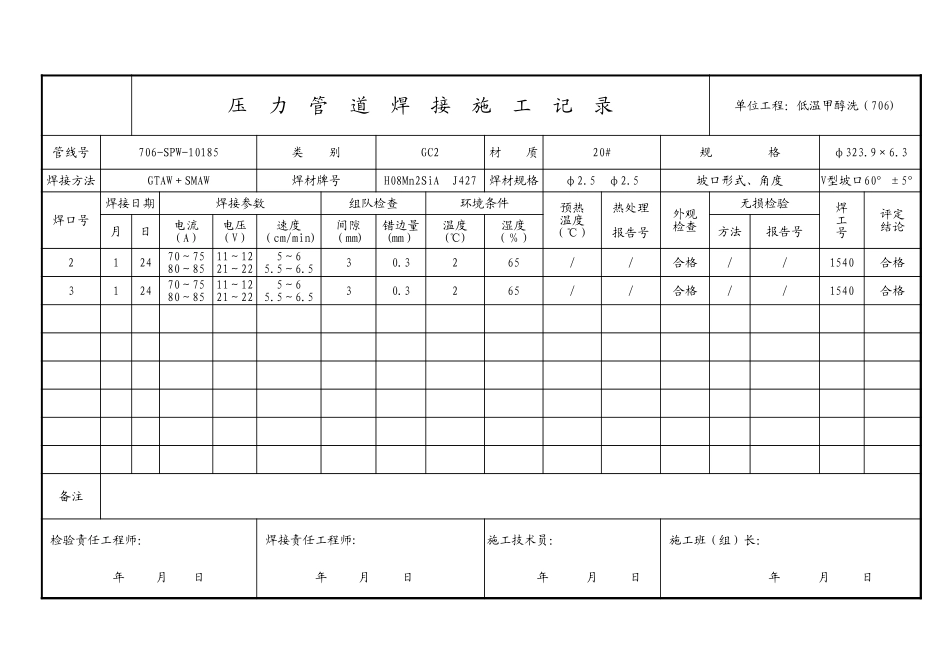 焊接记录表单格.xls_第1页