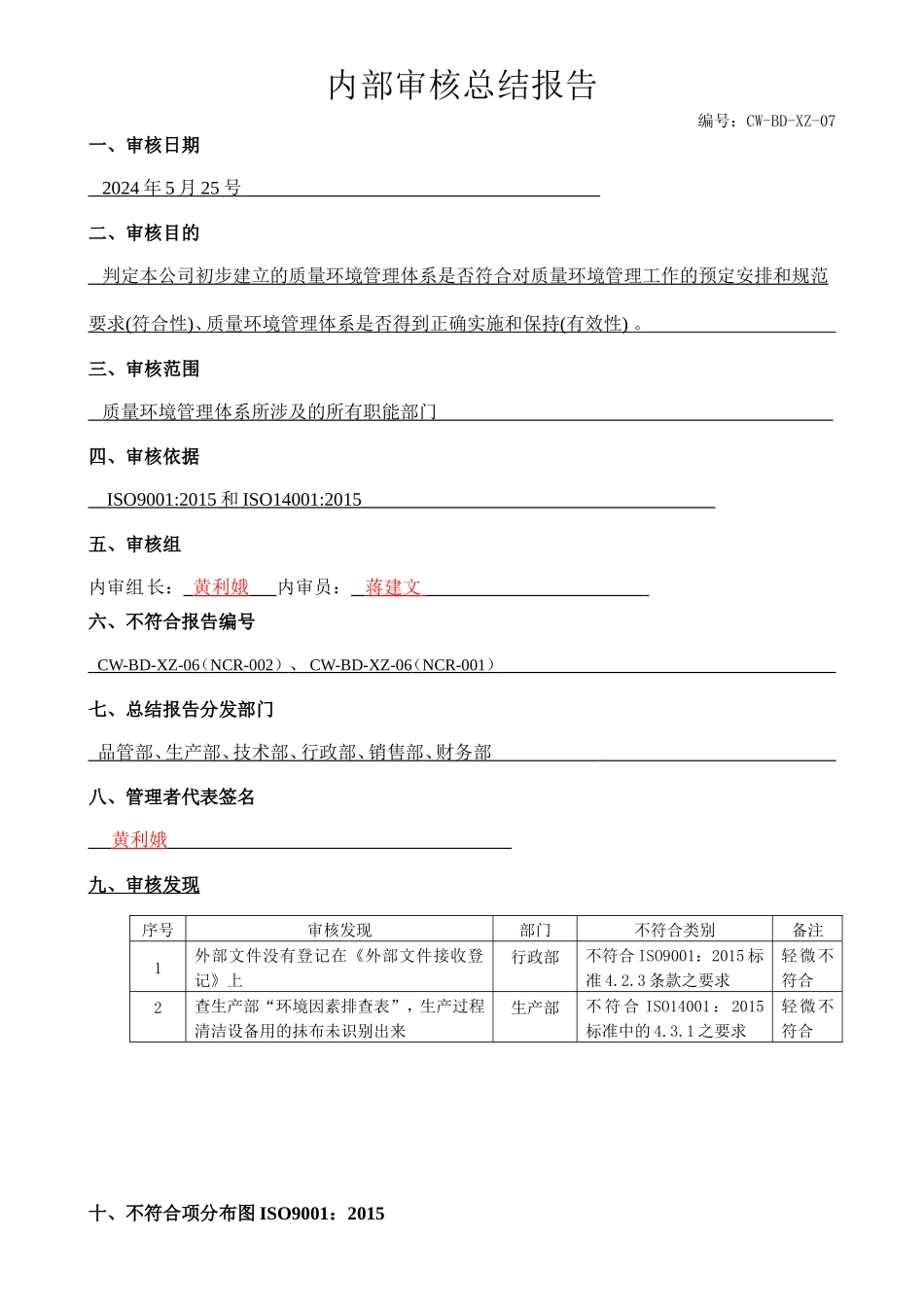 内部审核报告表单.doc_第1页