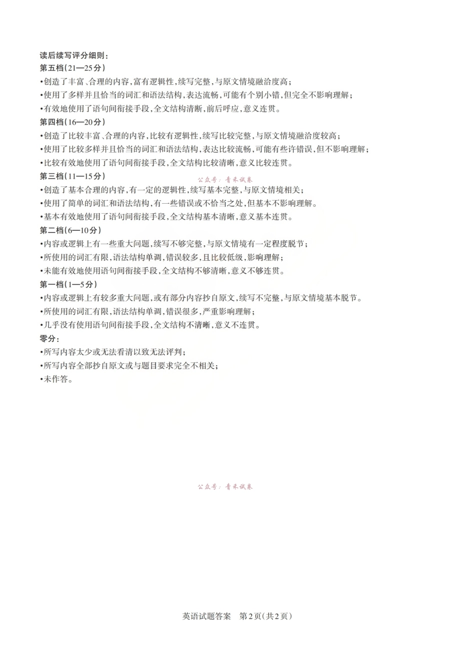 2026年山西高考考前综合评价英语答案.pdf_第2页