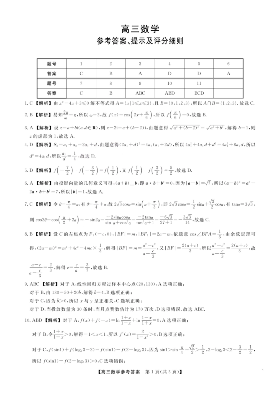 2026年山西金科大联考高三4月联考数学答案.pdf_第1页