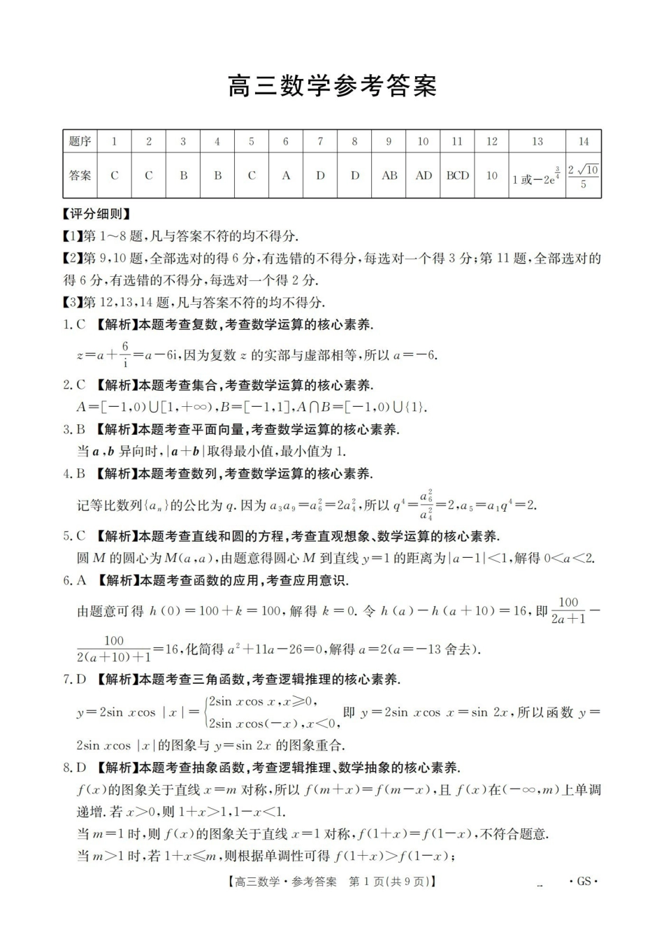 甘肃2026届高三下学期4月百万大联考数学答案.pdf_第1页