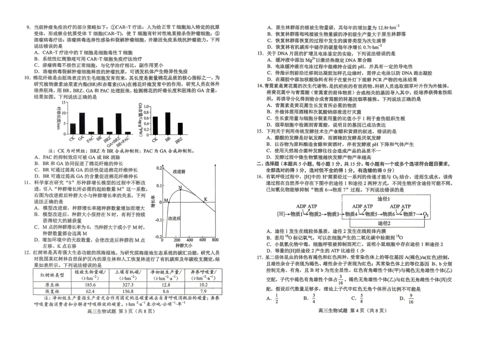 菏泽市2026年高三二模考试生物.pdf_第2页