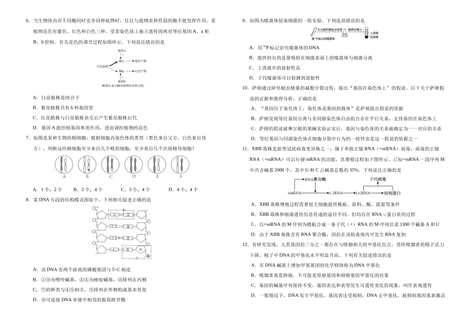 吉林长春外国语学校2024-2025学年高一下学期期中考试生物含答案_副本.docx_第2页