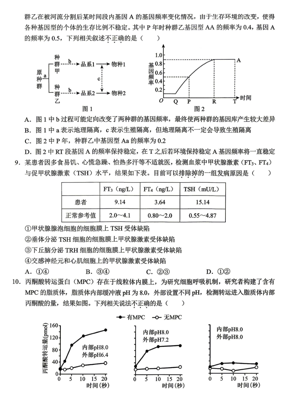 西南大学附中高2026届高考全真模拟试题生物.pdf_第3页