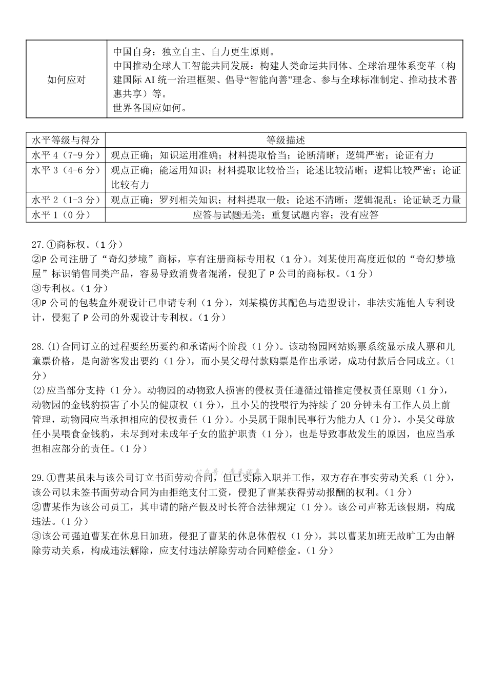 政治参考答案浙江七金兰教育合作组织2025-026学年度第二学期(下)高二年级期中联考(4.22-4.24).pdf_第2页