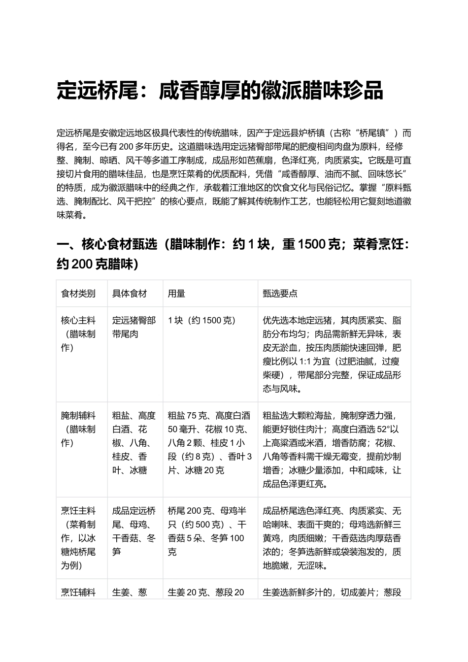 定远桥尾:咸香醇厚的徽派腊味珍品.docx_第1页