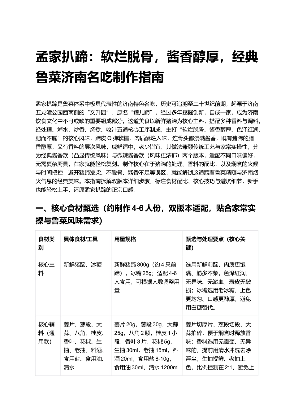 孟家扒蹄:软烂脱骨,酱香醇厚,经典鲁菜济南名吃制作指南.docx_第1页