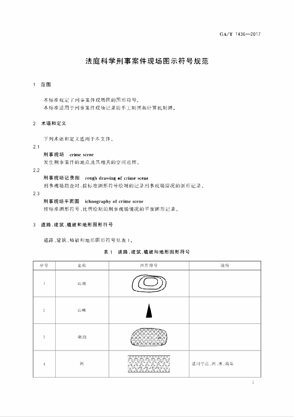 GAT 1436-2017 法庭科学刑事案件现场图示符号规范.pdf_第3页