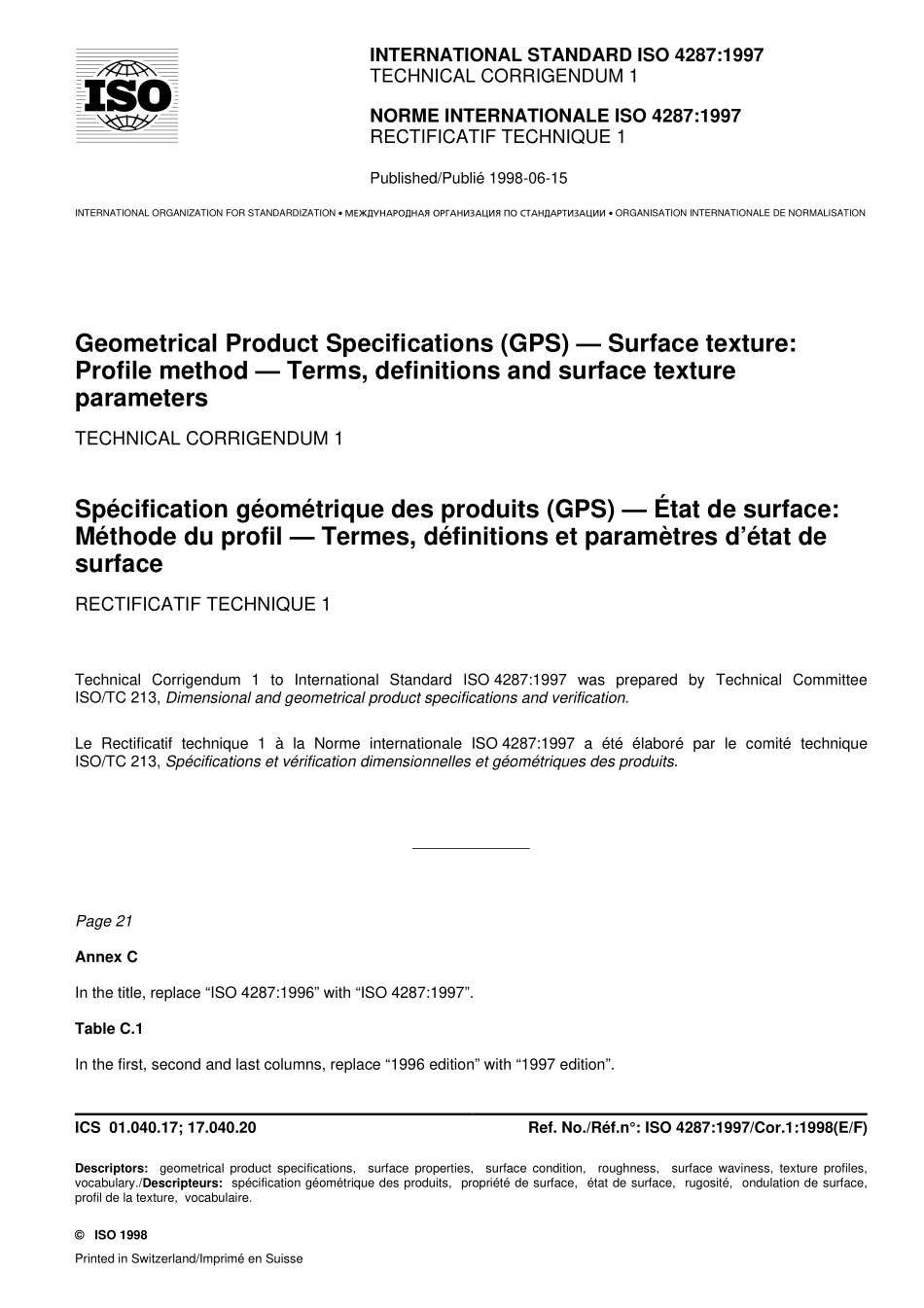 ISO 04287-1997 cor1-1998.pdf_第1页