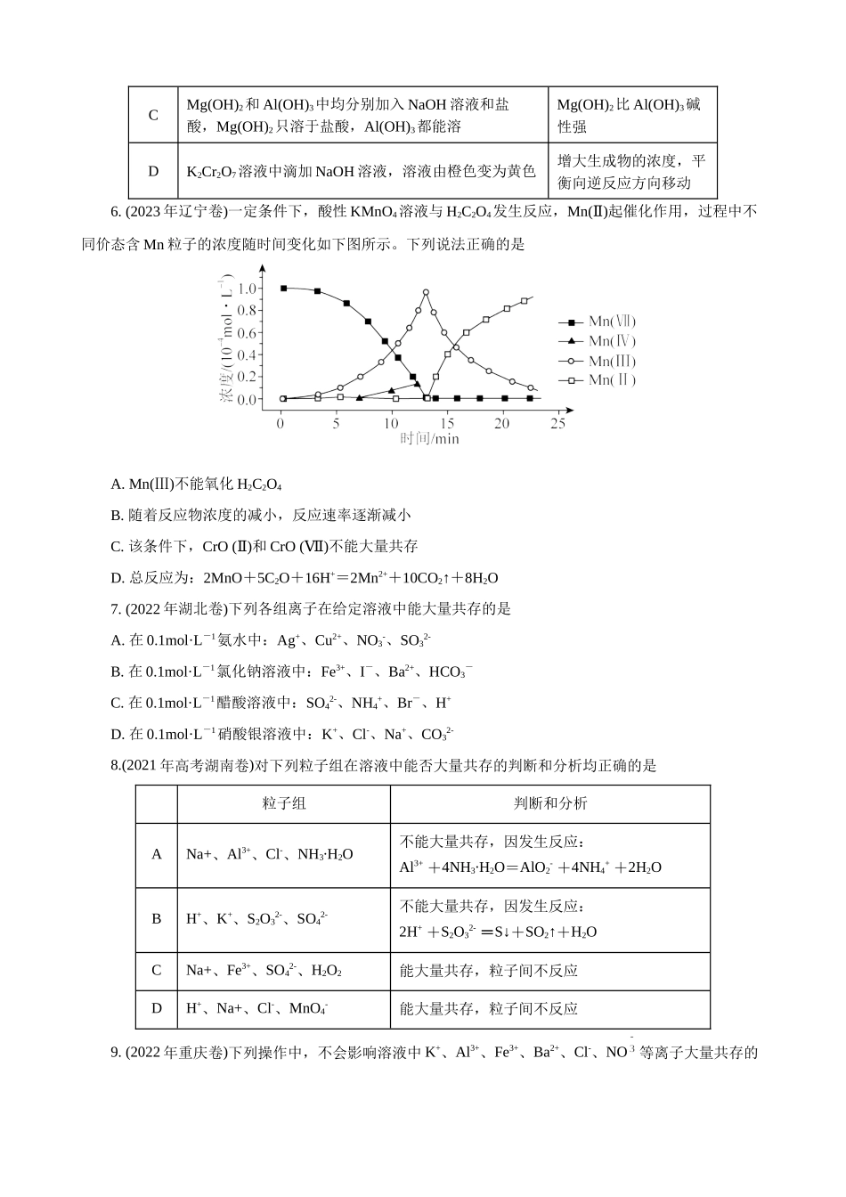 高考化学一轮复习：《第3讲 离子共存　离子检验与推断》巩固训练(学生版).docx_第2页