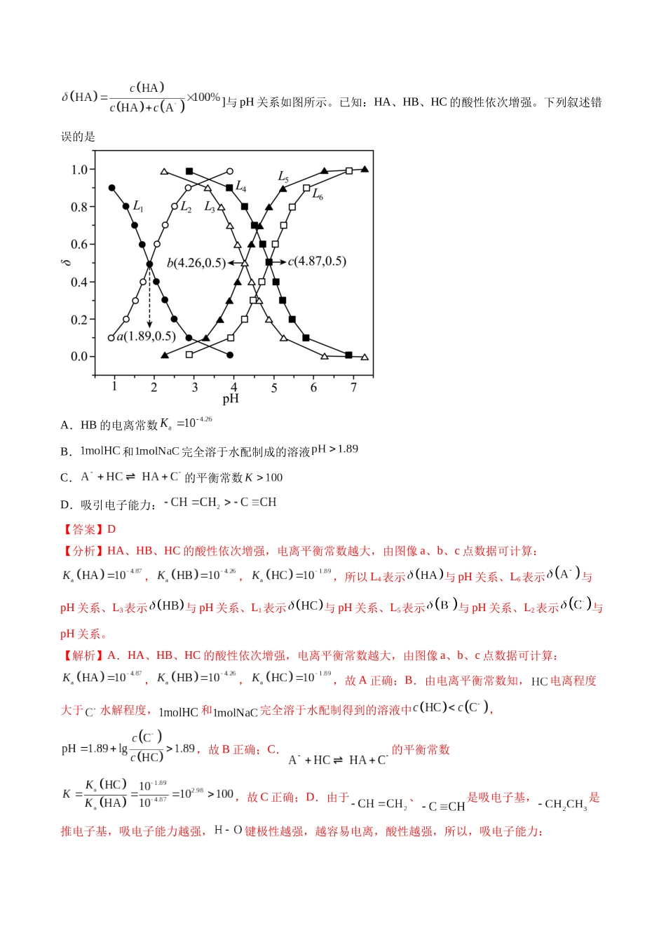 猜押11 水溶液中的离子平衡曲线分析（解析版）.docx_第3页