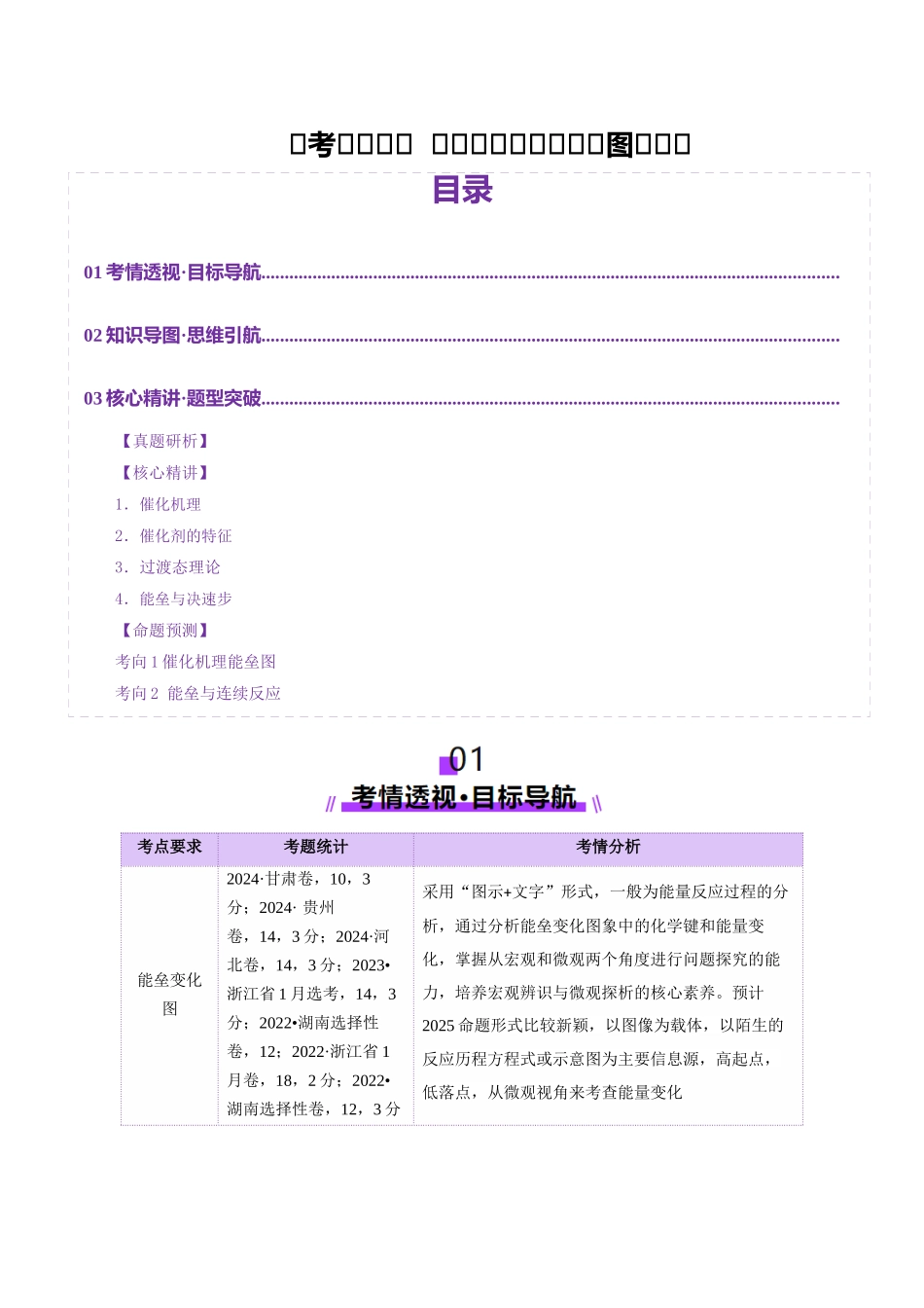 高考热点专项  物质能量、能垒变化图像分析（教师版）.docx_第1页