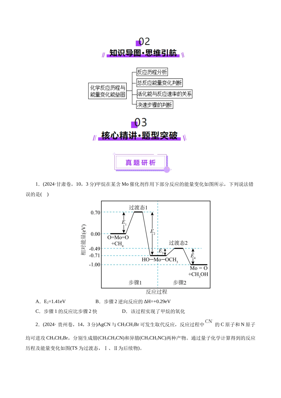 高考热点专项  物质能量、能垒变化图像分析（学生版）.docx_第2页