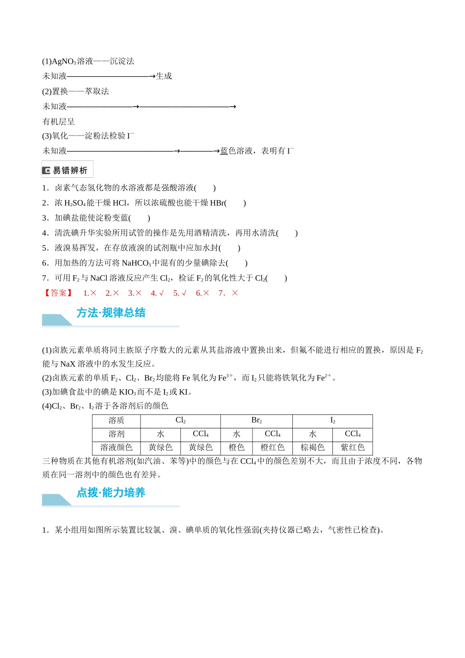 (重点·方法·点拨)第18讲 卤族元素 溴、碘单质的提取- (教师版).docx_第2页