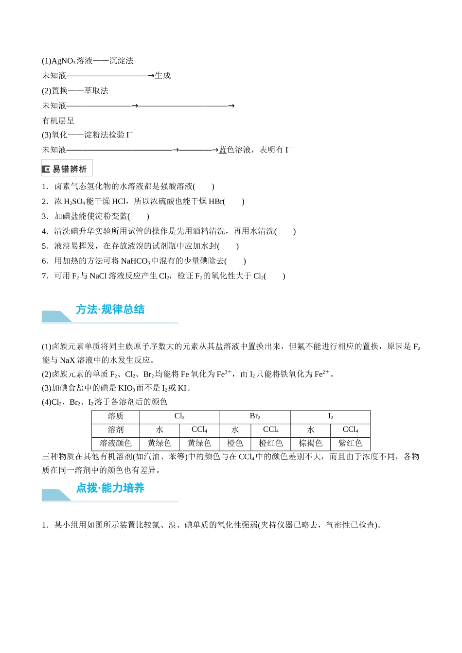 (重点·方法·点拨)第18讲 卤族元素 溴、碘单质的提取- (学生版).docx_第2页