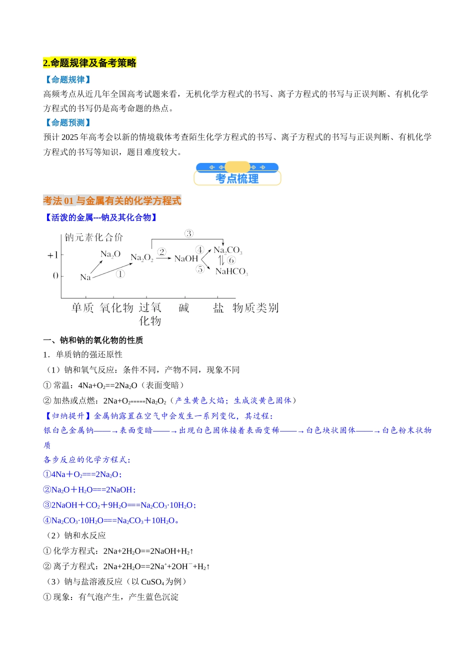 高考要求必须掌握的化学方程式（核心考点精讲精练）-（新高考通用）（教师版）.docx_第2页