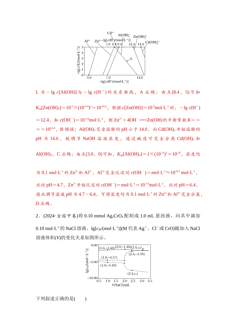 大单元六 专题三 沉淀溶解平衡图像的分析应用（教师版）.docx_第2页