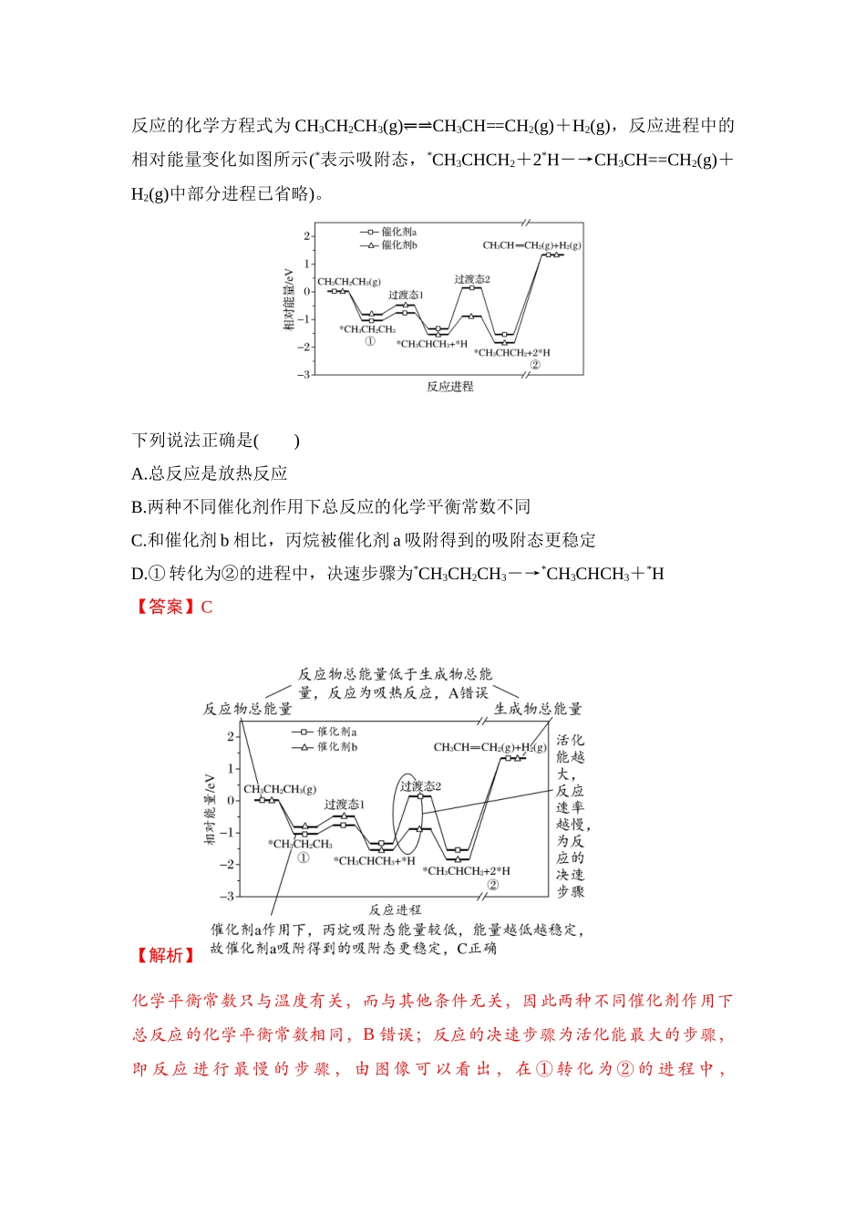 大单元五 专题一 能垒变化图像与催化机理循环图像分析（教师版）.docx_第2页