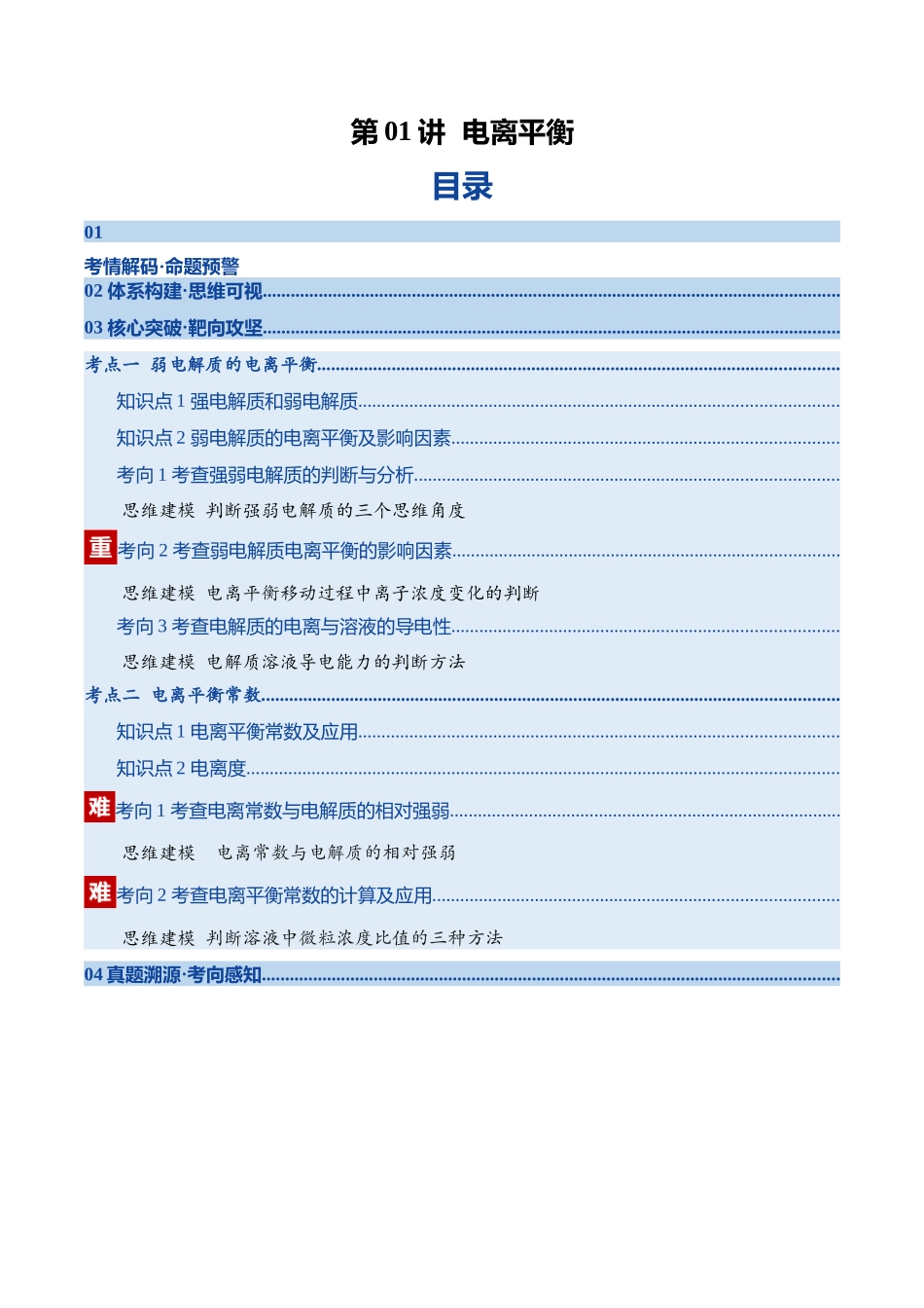 第01讲  电离平衡（复习讲义）（四川专用）（学生版）.docx_第1页