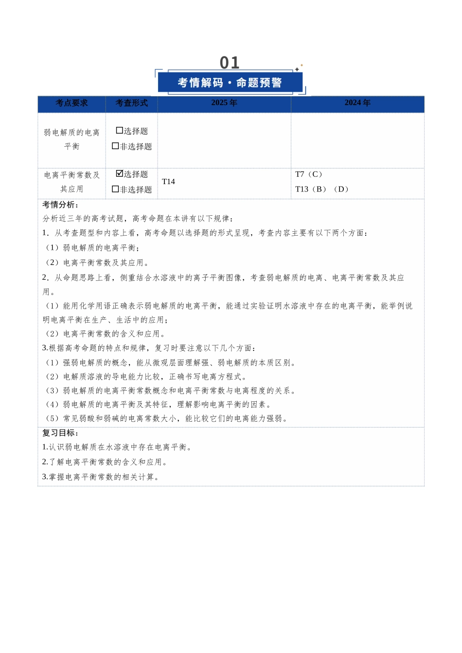第01讲 电离平衡（复习讲义）（安徽专用）（学生版）.docx_第2页