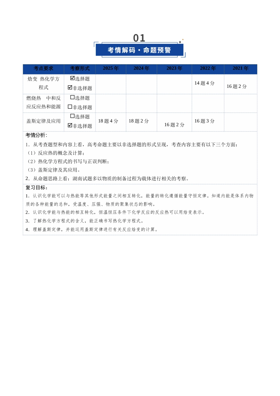 第01讲 化学反应的热效应(复习讲义)(湖南专用)(教师版).docx_第2页