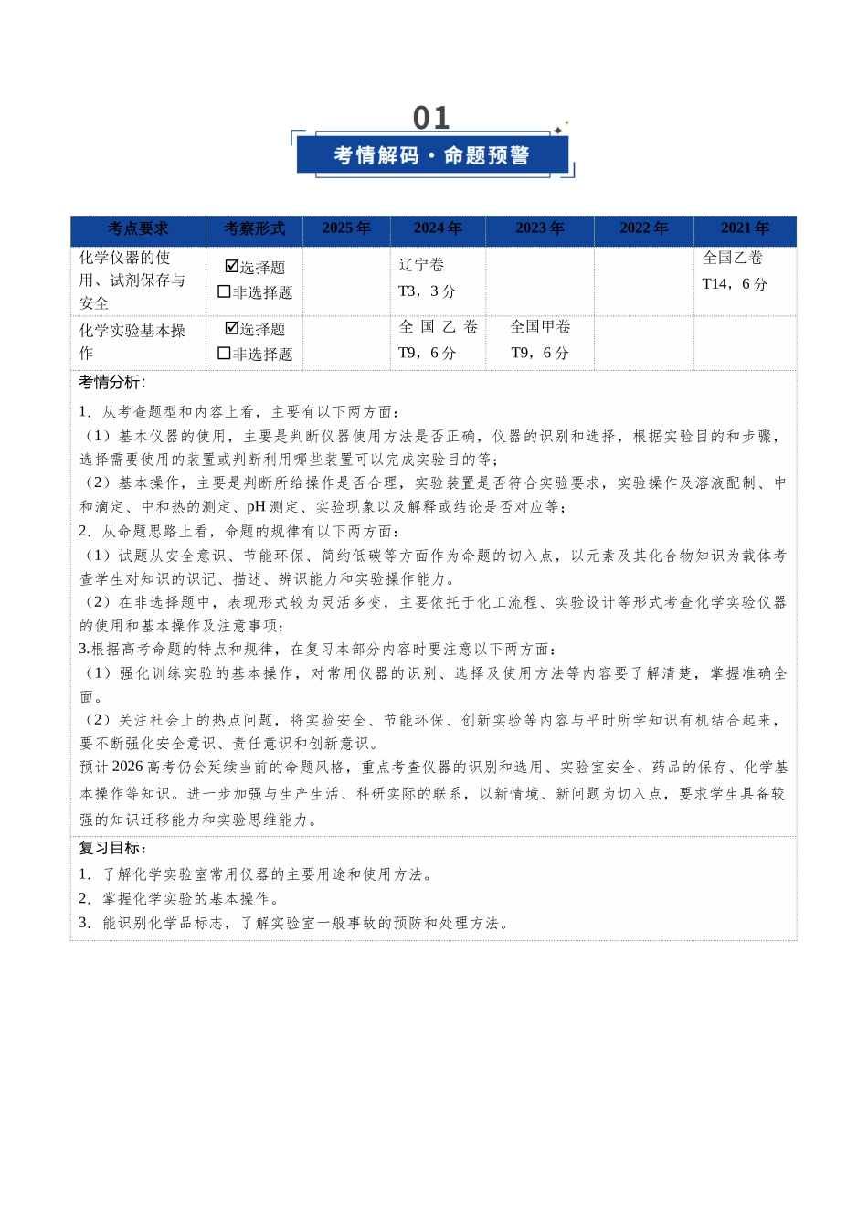 第01讲 化学实验的常用仪器和基本操作（复习讲义）（黑吉辽蒙专用）（学生版）.docx_第2页