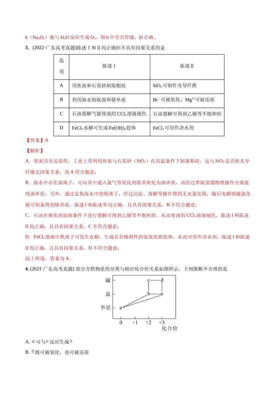 必练11 元素及其化合物性质、二维价态图-（广东专用）(解析版).docx_第2页