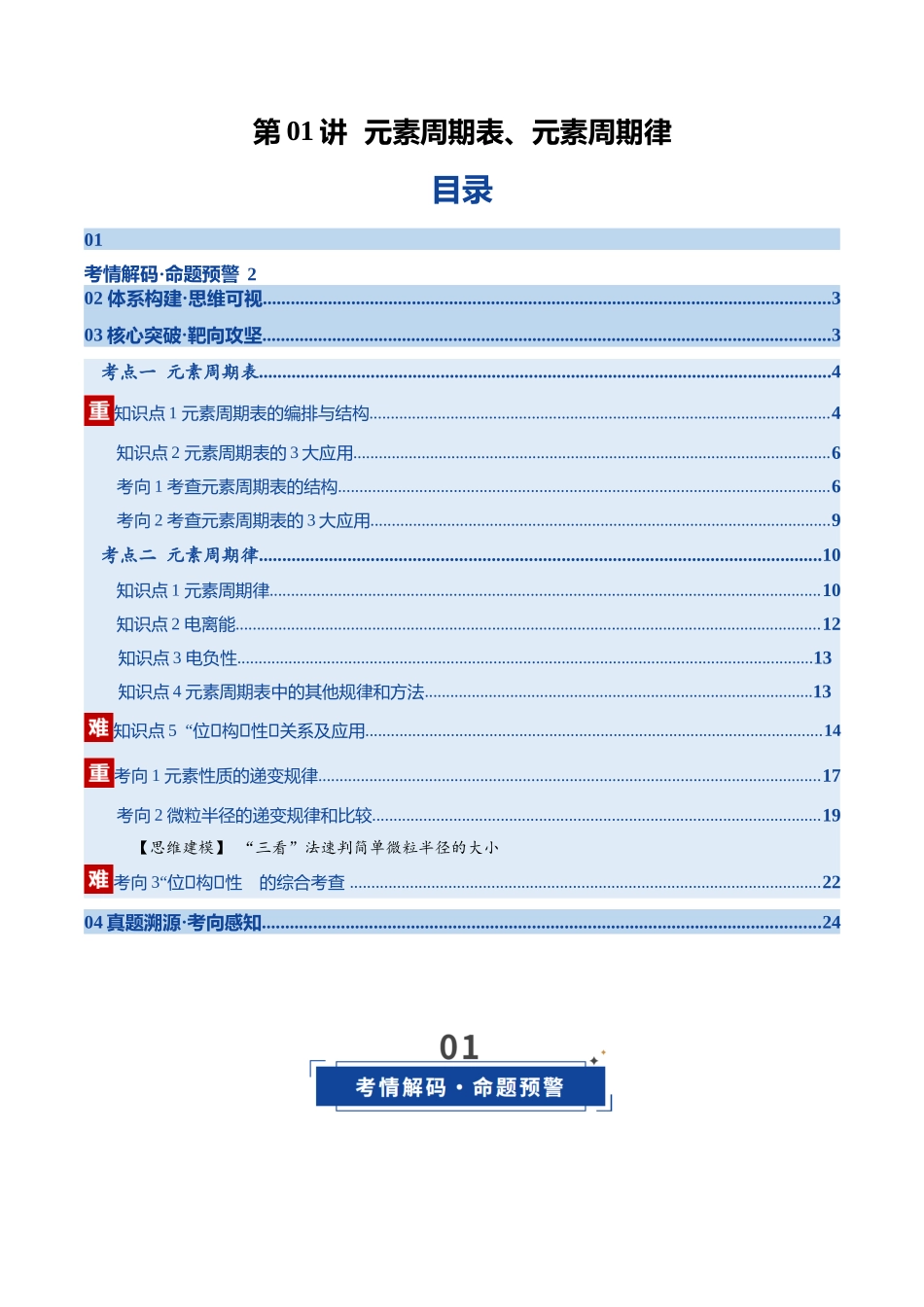 第01讲 元素周期表、元素周期律（复习讲义）（安徽专用）（学生版）.docx_第1页