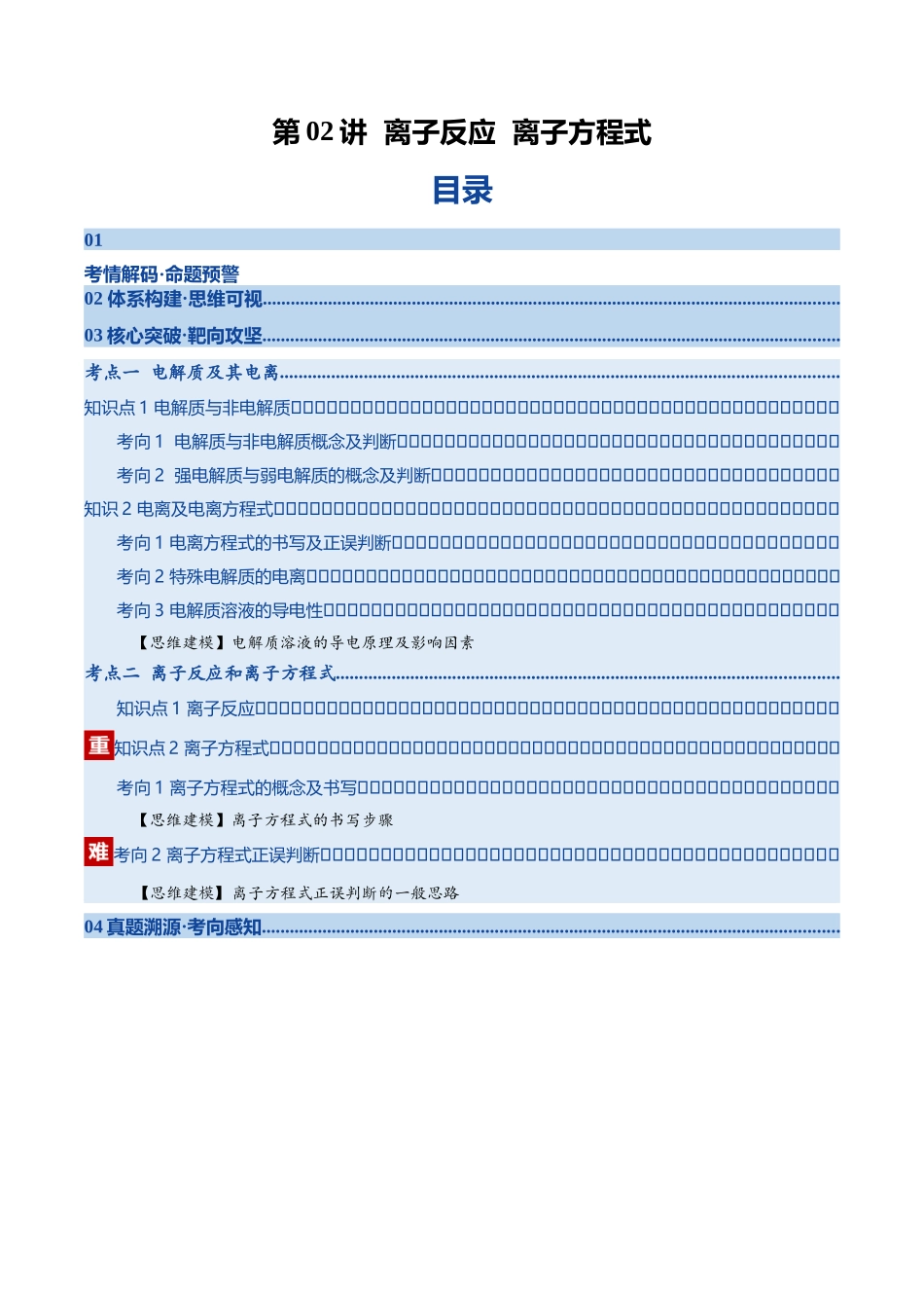 第02讲 离子反应 离子方程式(复习讲义)(四川专用)(教师版).docx_第1页