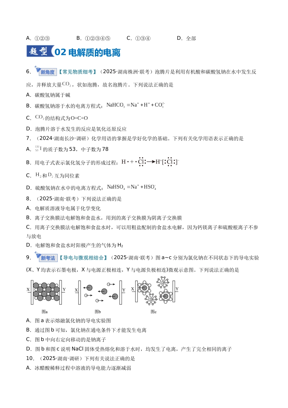 第02讲  离子反应、离子方程式（专项训练）（湖南专用）（学生版）.docx_第3页