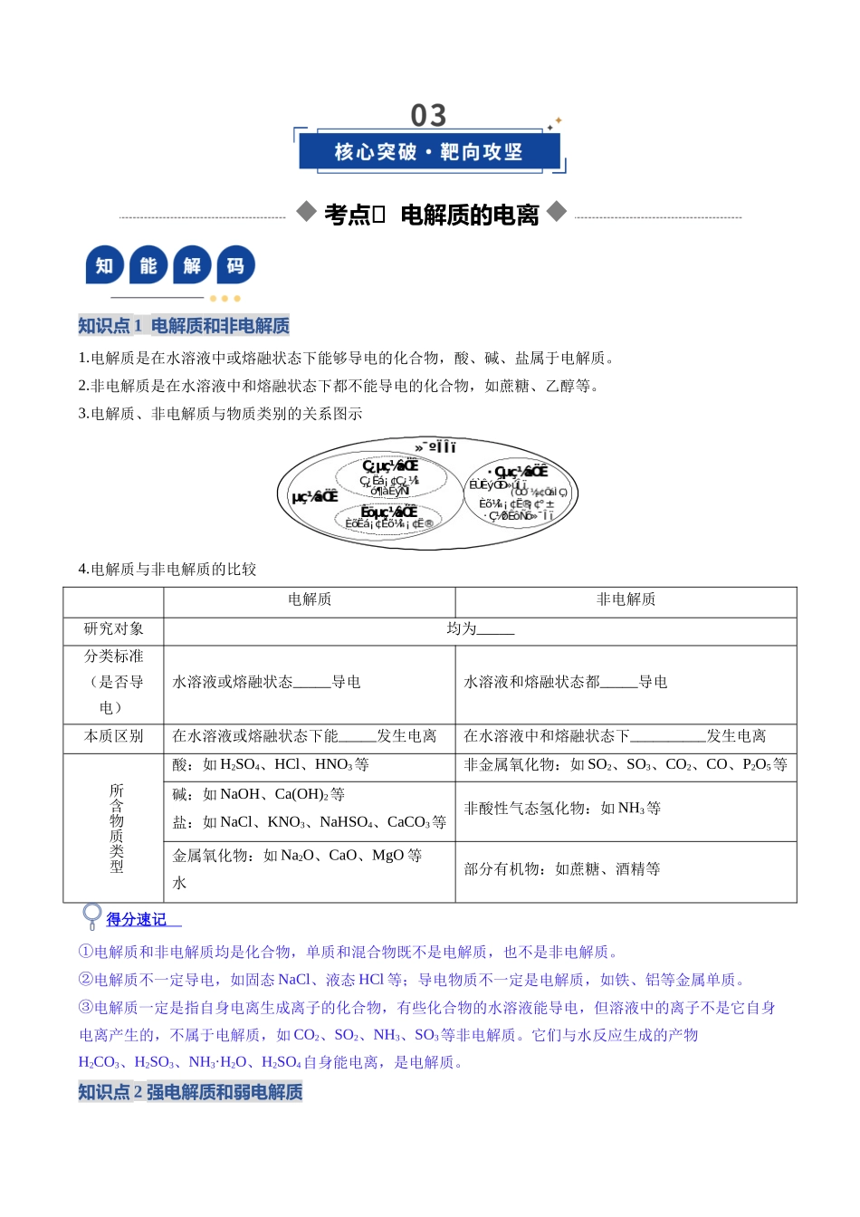 第02讲 离子反应、离子方程式(复习讲义)(安徽专用)(学生版).docx_第3页