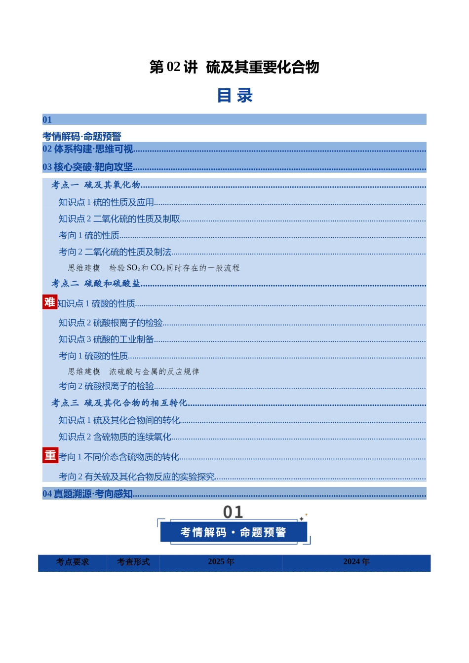 第02讲 硫及其重要化合物(复习讲义)(安徽专用)(学生版).docx_第1页